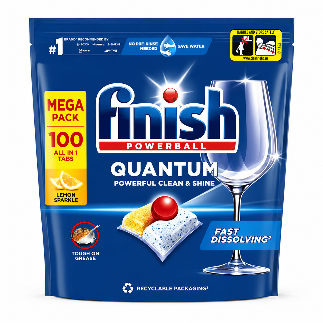 Finish Powerball Quantum Dishwasher Tablets Lemon Sparkle – 100 Tabs