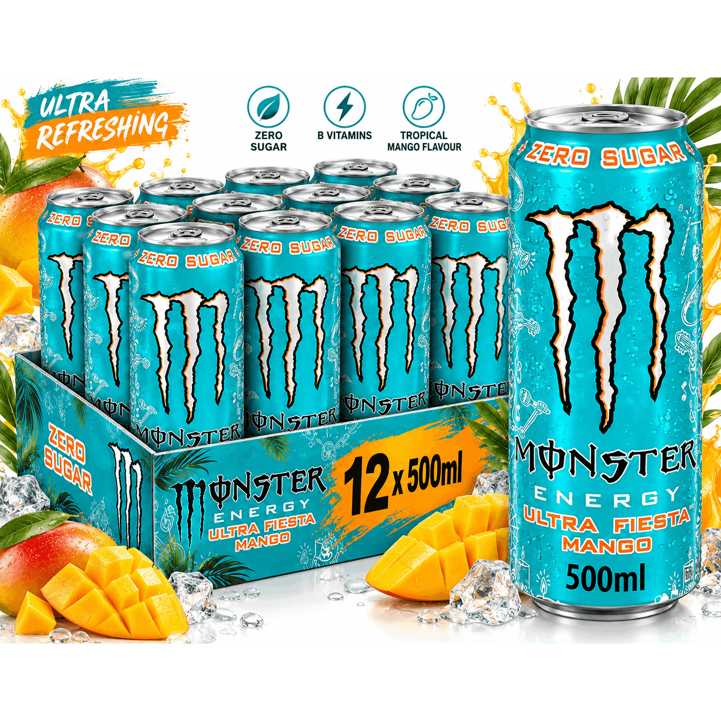 Monster Energy Ultra Fiesta Mango Zero Sugar 500ml Cans