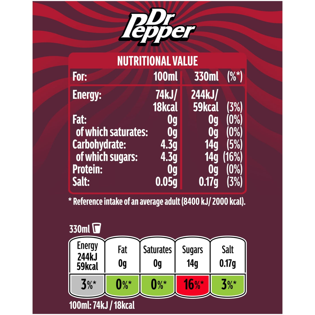 Dr Pepper Original 330ml Cans