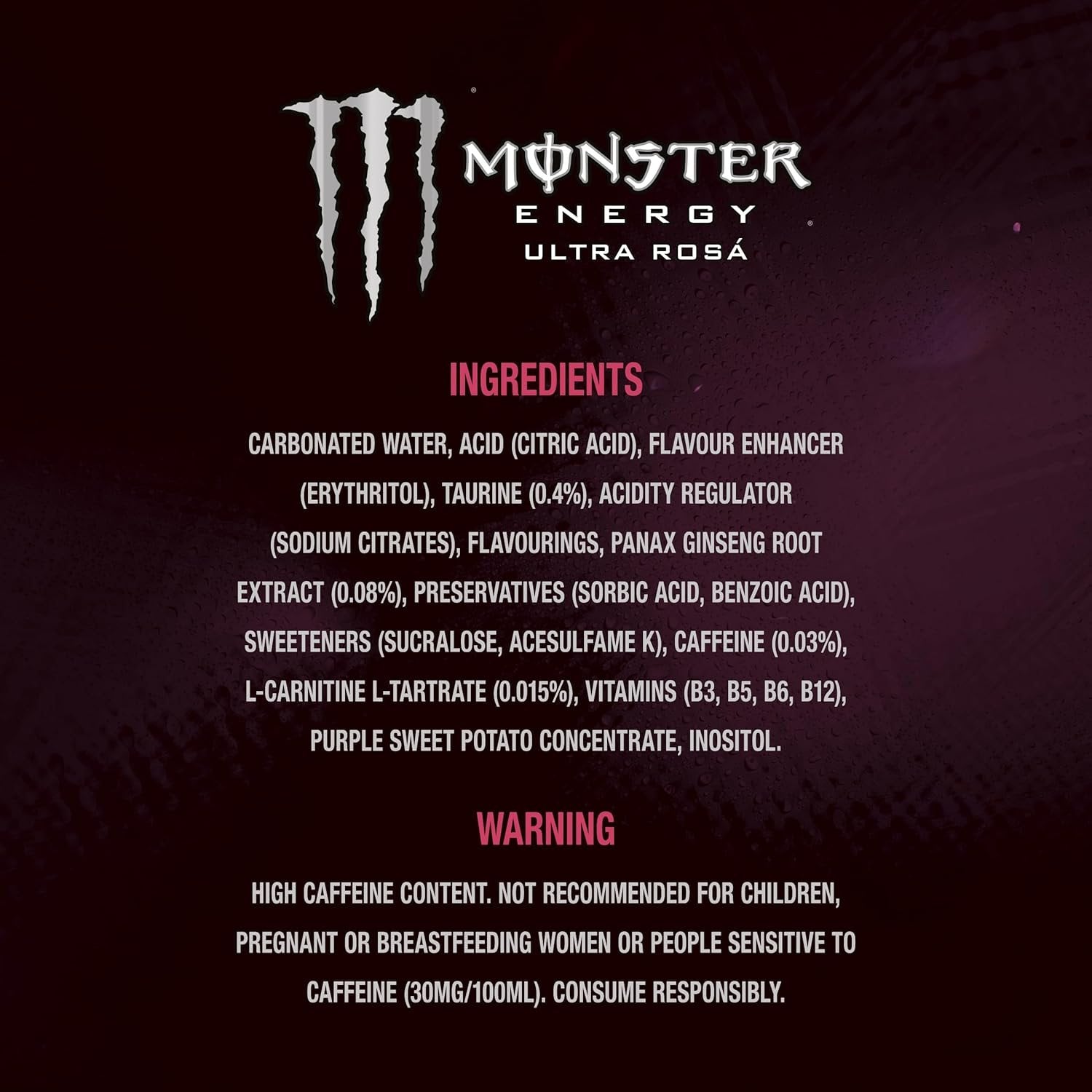 Monster Energy Ultra Rosa Zero Sugar 500ml Cans