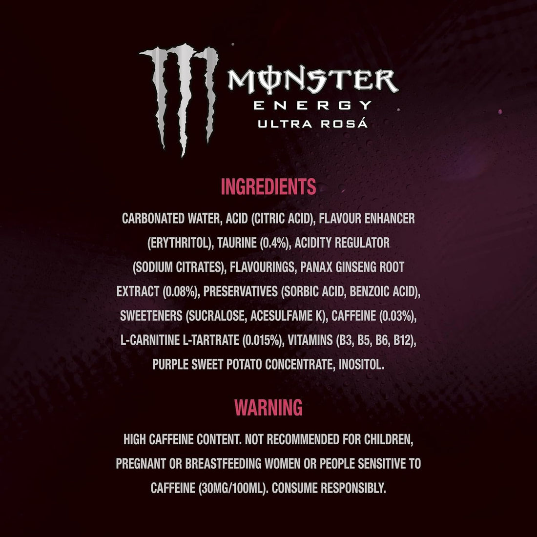 Monster Energy Ultra Rosa Zero Sugar 500ml Cans
