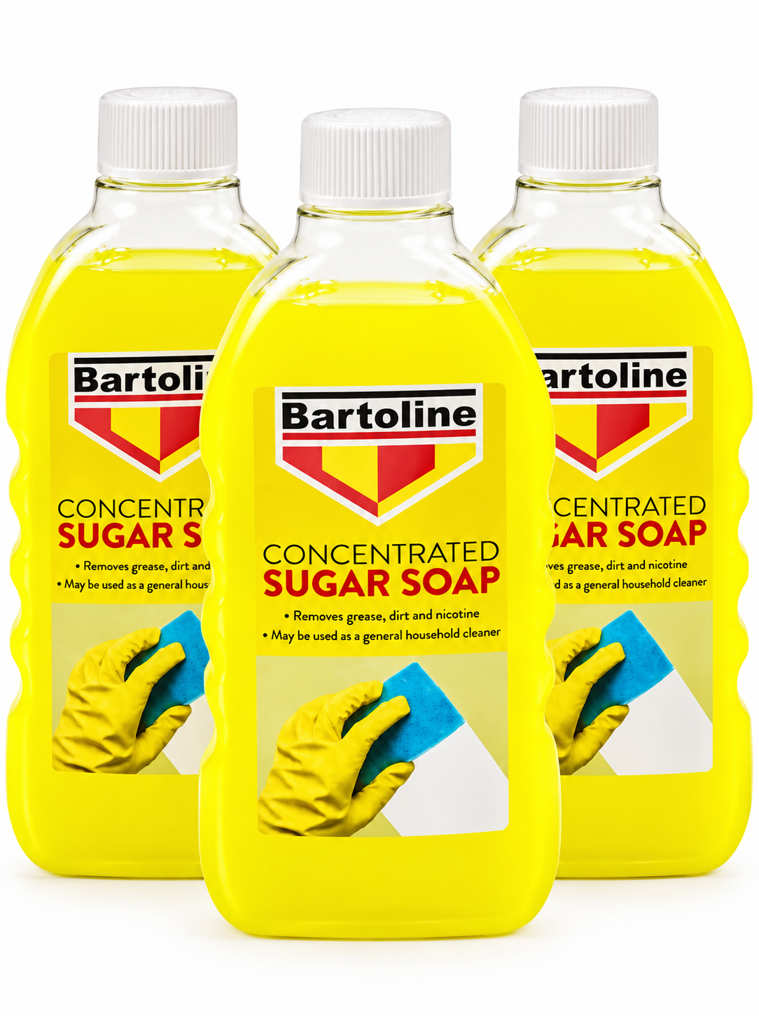 Bartoline Sugar Soap Concentrate 500ml – Pack of 3 – Multi-Purpose Household Cleaner for Grease, Dirt & General Cleaning