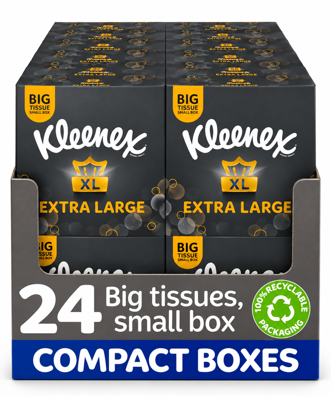 Kleenex Extra Large Facial Tissues – 24 Compact Boxes, Soft Everyday Tissues