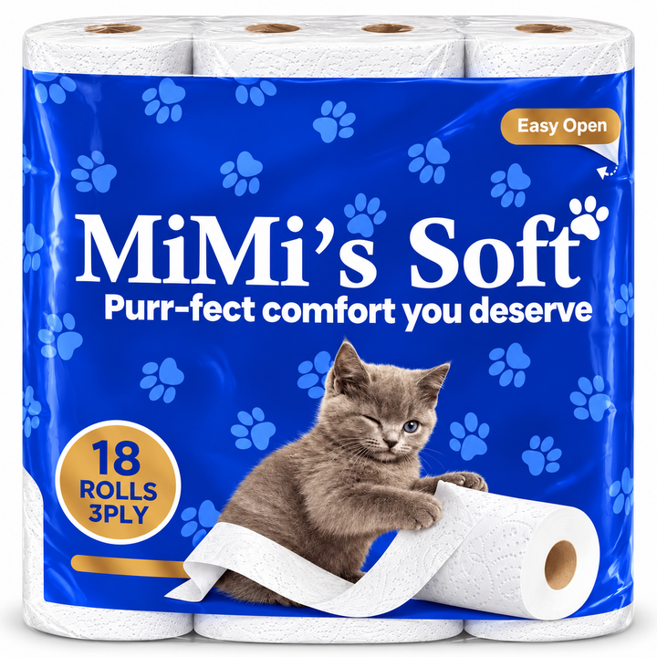 Mimi Soft Toilet Tissue 18 Rolls, 3 Ply Soft & Absorbent Toilet Paper, Everyday Household Bathroom