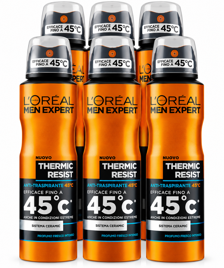 L'ORÉAL Paris Men Expert Thermic Resist Deodorant Spray(Pack Of 6), Anti-Perspirant 48H, Effectiveness up to 45°