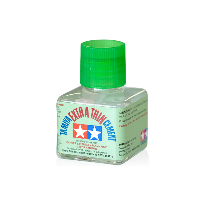 Tamiya Extra Thin Liquid Cement Glue with Applicator Brush - 40ml Bottle