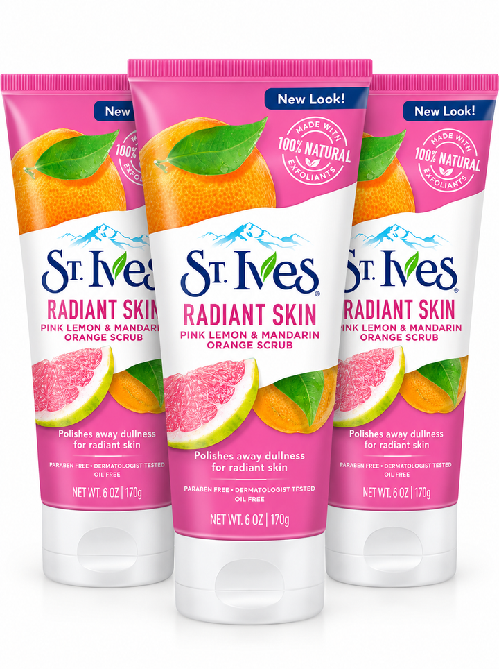 St. Ives Radiant Skin Face Scrub Pink Lemon & Mandarin Orange 170g – (Pack of 3)