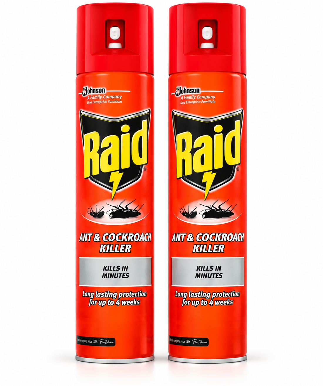 Raid Instant Action Ant & Cockroach Killer Aerosol Spray – Duo Pack, 2 x 300ml