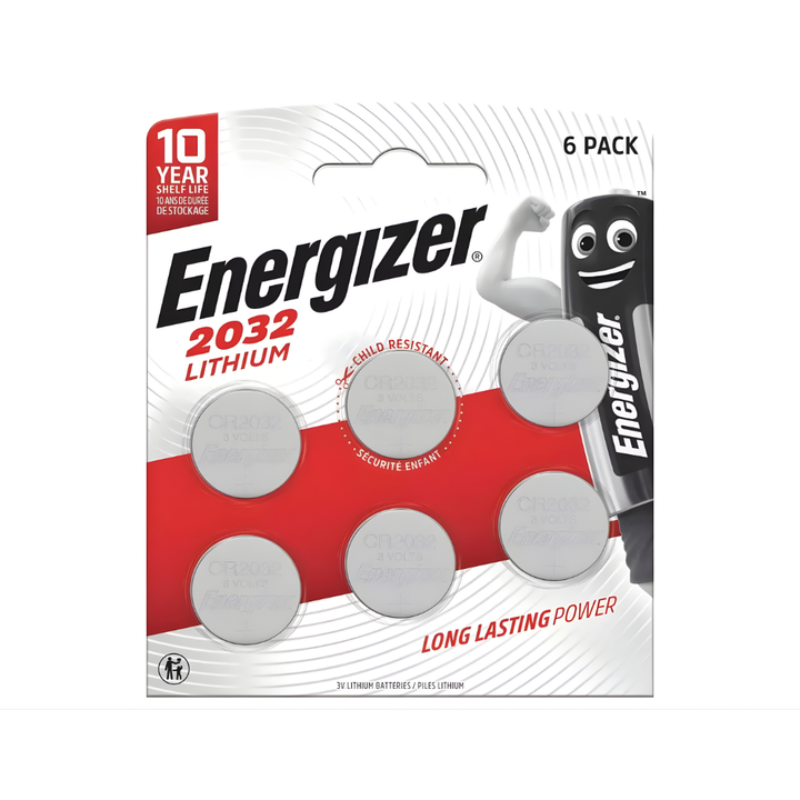 Energizer 2032Lithium Coin Batteries 3V (CR2032) - Pack of 6
