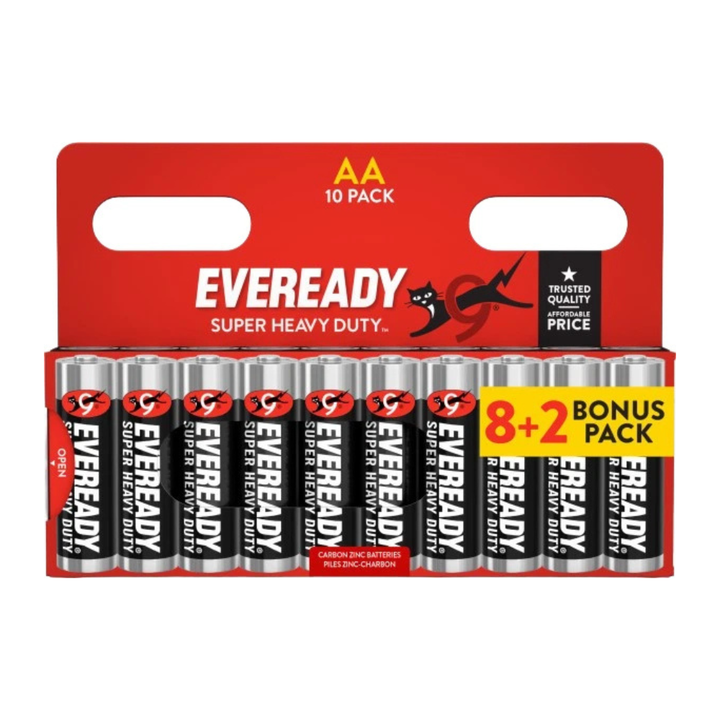 Eveready E304388701 AA 10pk (8+2) Super heavy duty Zinc