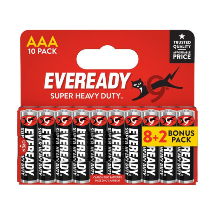 Eveready E304390201 AAA 10pk (8+2) Super heavy duty Zinc