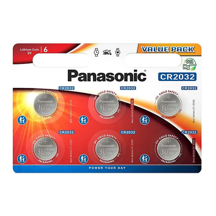 Panasonic CR2032 6pk Coin Lithium 30001139