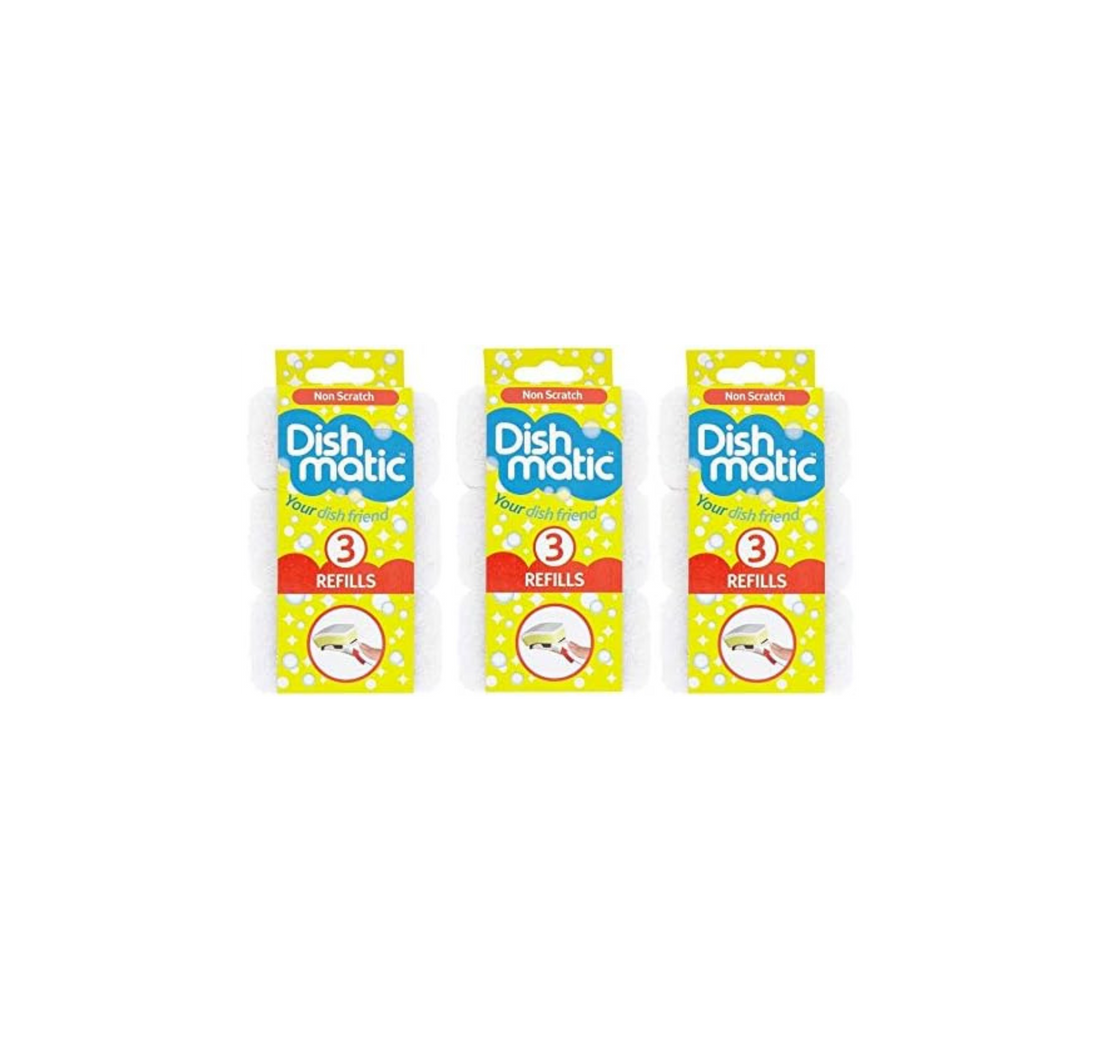 Dishmatic Dish Brush Refills Non Scratch (Pack Of 3)