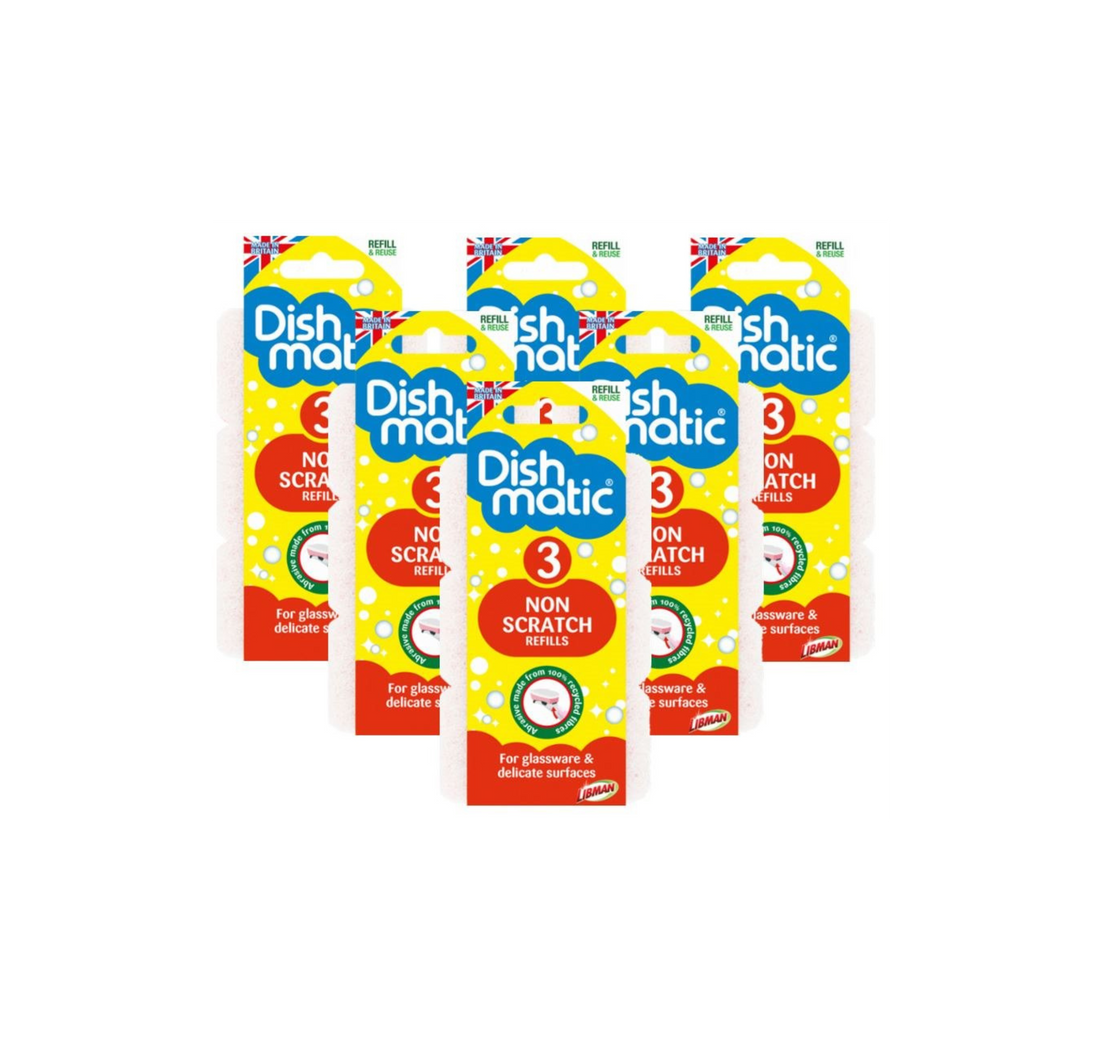 Dishmatic Dish Brush Refills Non Scratch (Pack Of 6)