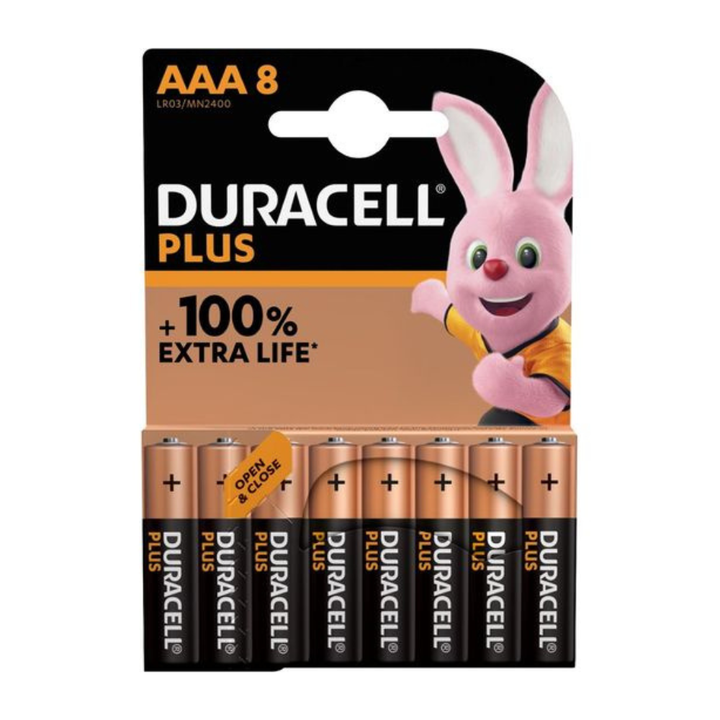 DURACELL Plus AAA Alkaline Batteries - Pack of 8