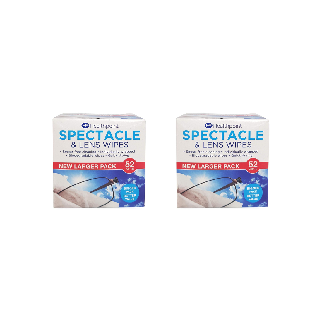 Healthpoint Spectacle Lens Wipes Biodegradable 52s (Pack of 2)
