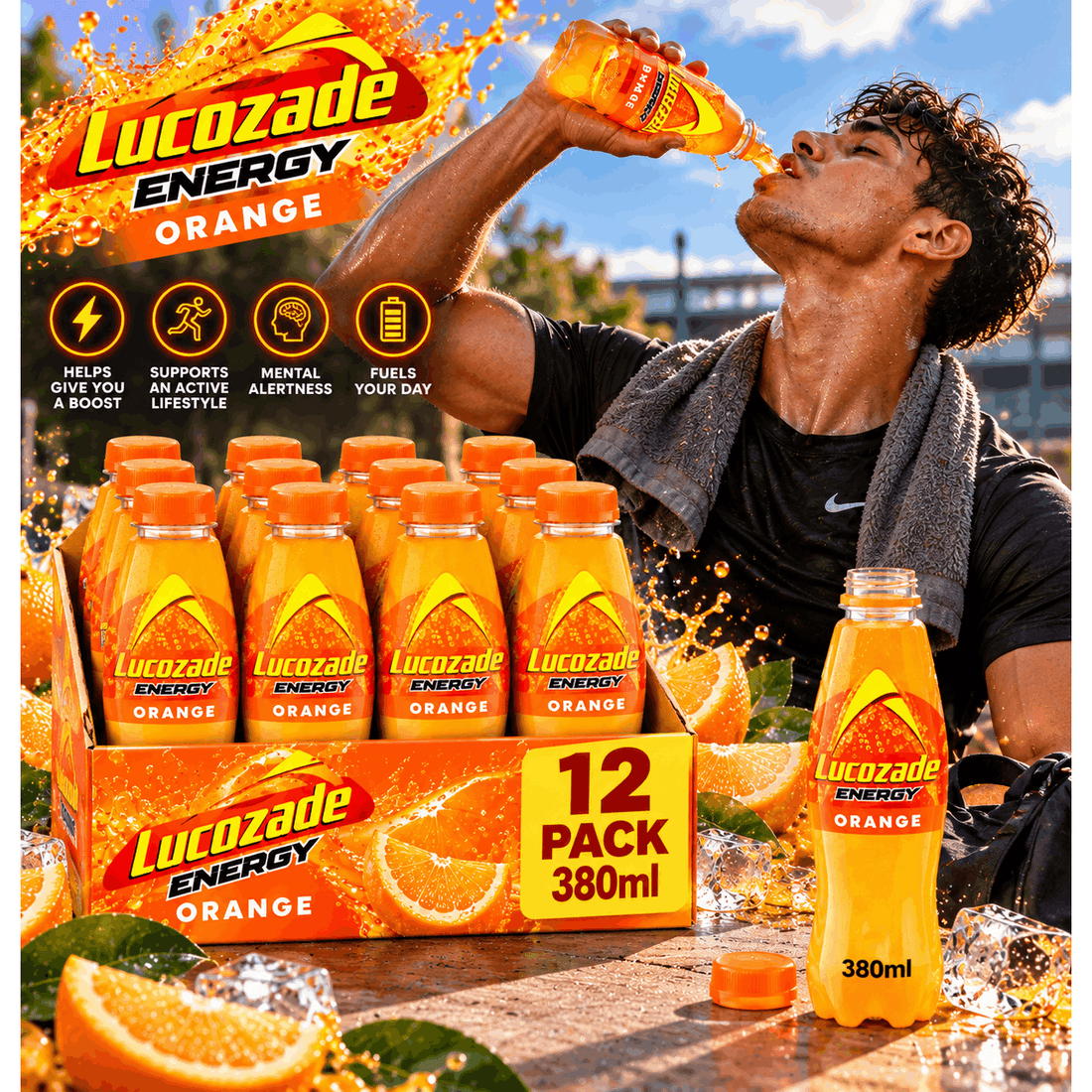 Lucozade Energy Orange 380ml Bottles