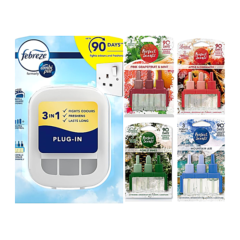 Febreze 3Volution Air Freshener Plug-In Starter Kit + 4 Refills (20ml x 4)