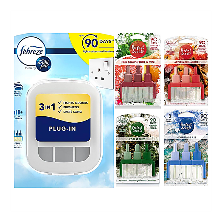 Febreze 3Volution Air Freshener Plug-In Starter Kit + 4 Refills (20ml x 4)