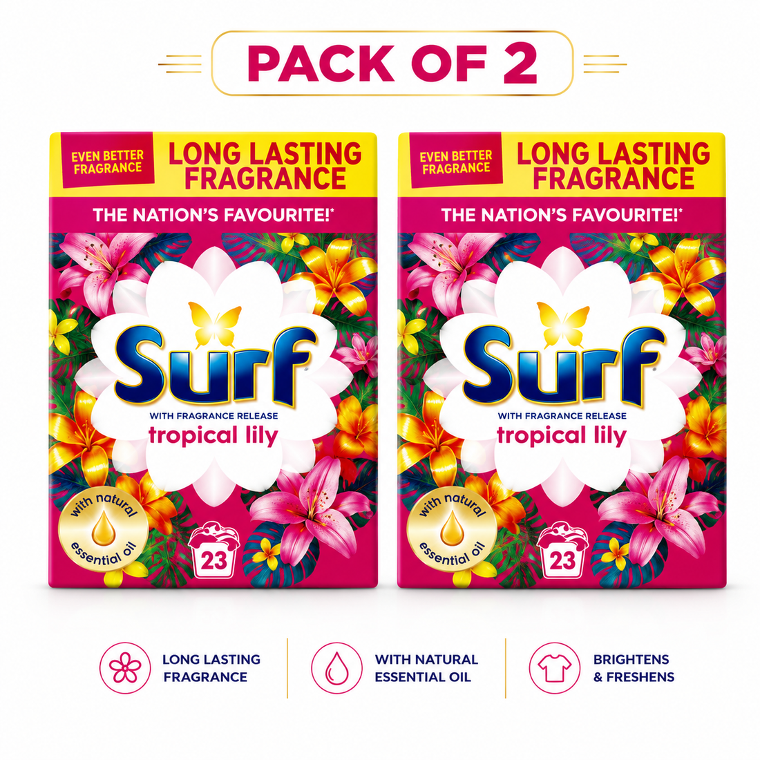 Surf Tropical Lily 2 X 23 Laundry Washing Powder (23 Washes Each) 1.15kg