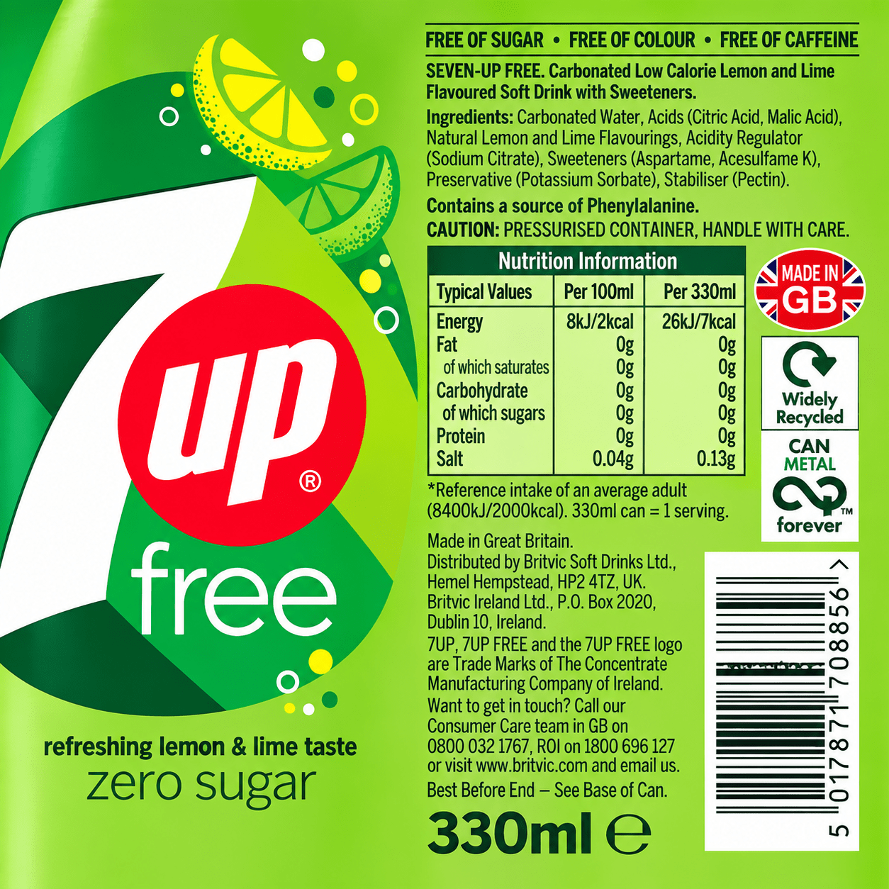 7UP Lemon & Lime 330ml Cans