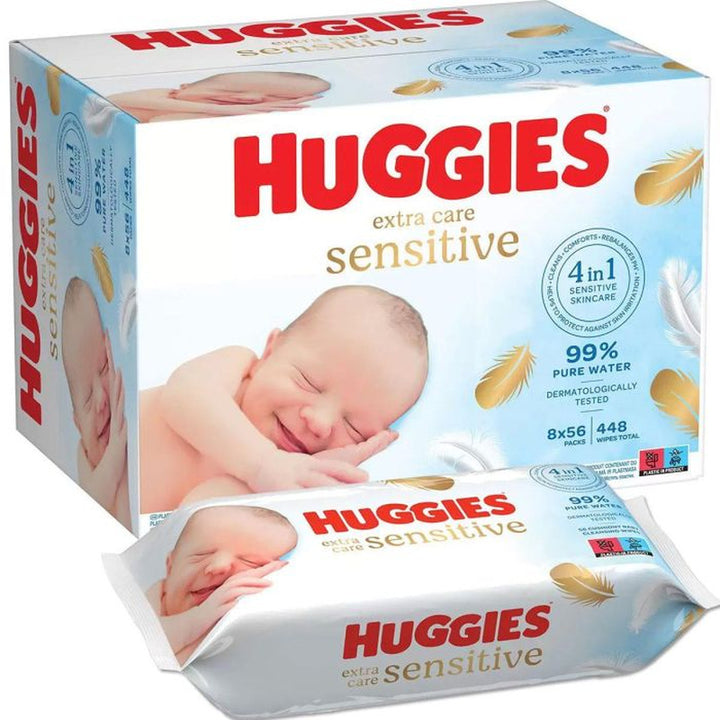Huggies Sensitive Care 8X56=448 Wipes(Packs Of 8)
