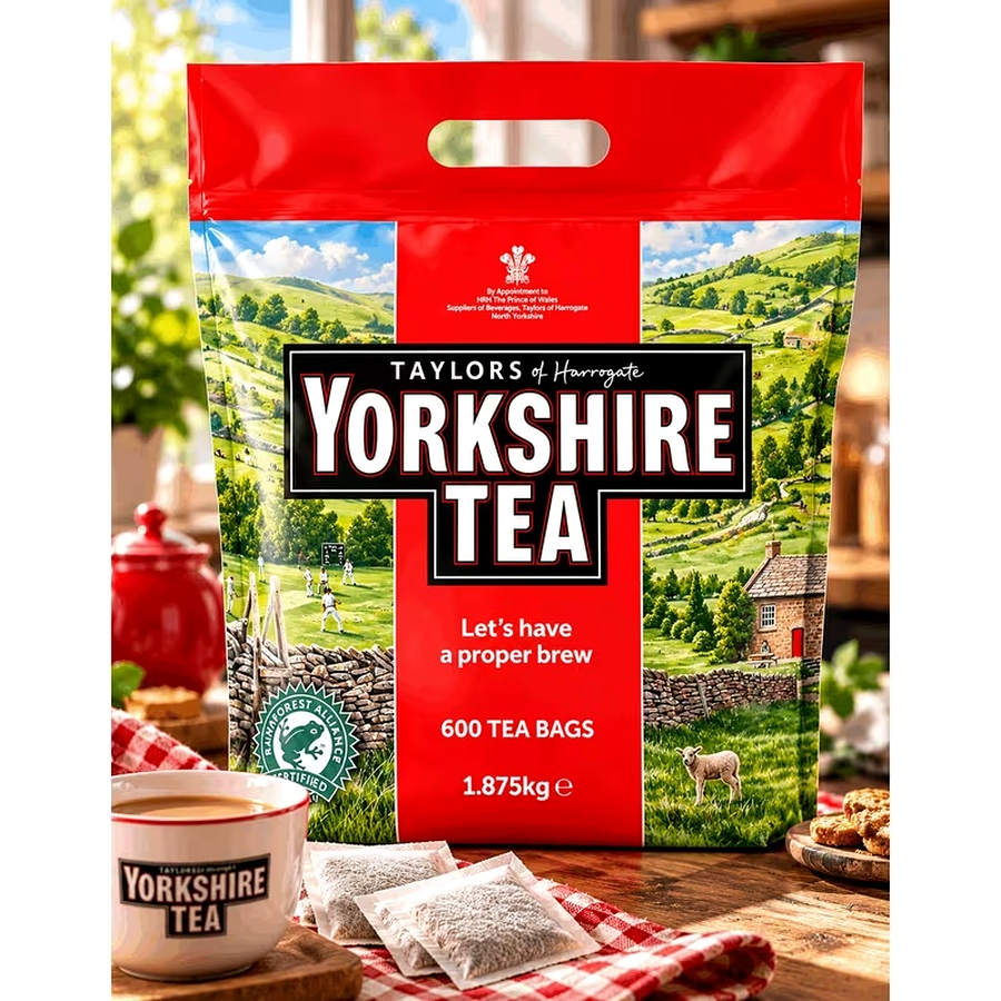 Yorkshire Tea 600 Tea Bags 1.875kg – Original Black Tea Bulk Pack, Everyday English Breakfast Tea Bags for Home & Office